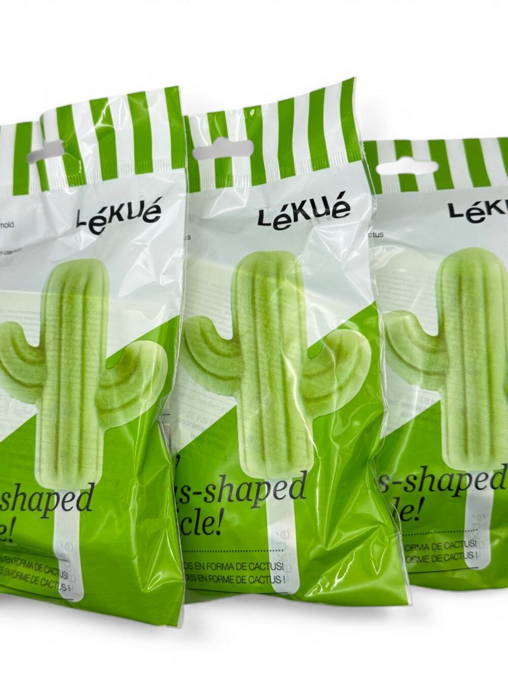 3 Pack Lekue Cactus Ice Pop Mold 95mL Stackable Flexible 100% Platinum Silicone